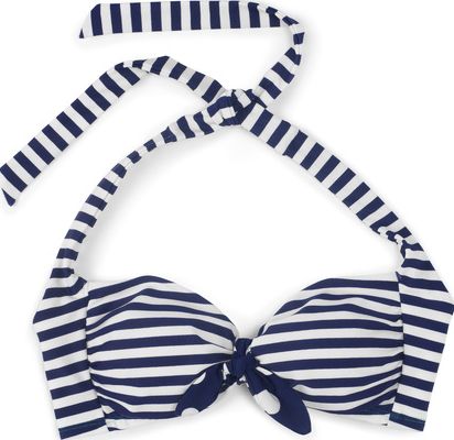 Boden Knot Front Bikini Top Sailor Blue/Ivory Stripe