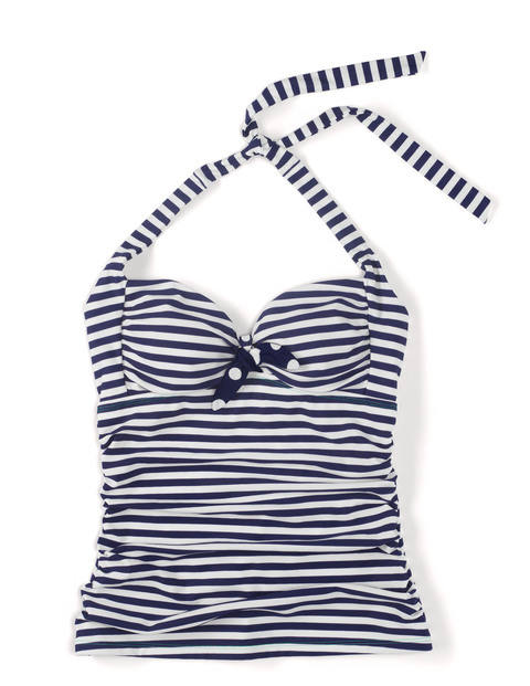Boden Knot Front Tankini Top Sailor Blue/Ivory Stripe