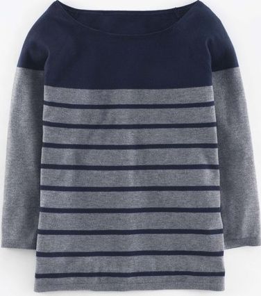 Boden, 1669[^]35063460 Lightweight Striped Jumper Navy/Grey Melange