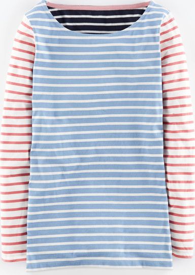 Boden, 1669[^]35292283 Long Line Long Sleeve Breton Frosty Blue/Rose