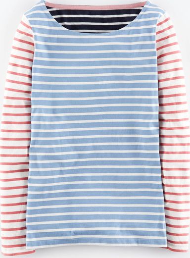 Boden, 1669[^]34172940 Long Sleeve Breton Frosty Blue/Rose Bloom/Navy