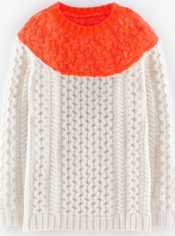 Boden, 1669[^]35203116 Longer Line Cable Jumper Ivory/Pop Pink Boden,