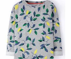 Boden Loungewear Sweatshirt, Grey Marl Leaf Print