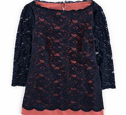 Boden Luxurious Lace Top, Navy/Pink Bronze 34575639