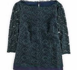 Boden Luxurious Lace Top, Party Green/Navy,Black,Blue