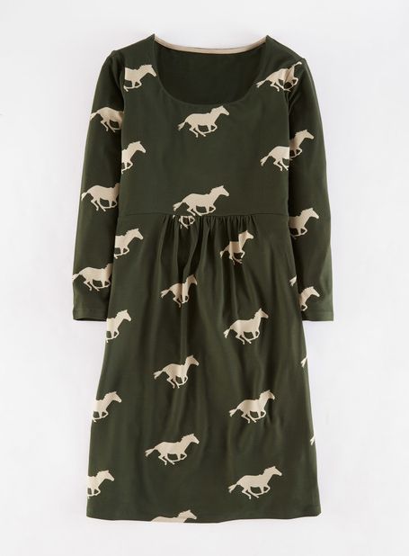 Boden, 1669[^]35020536 Must Have Tunic Forest Green Horses Boden,
