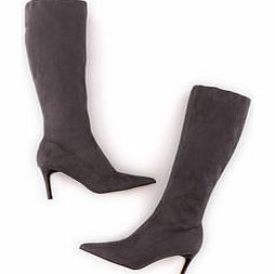 Pointed Stretch Boot, Grey,Tan