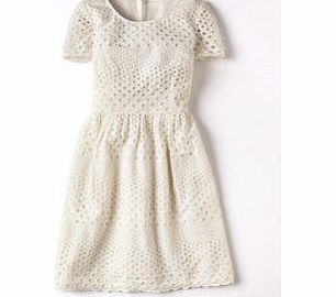 Boden Pretty Broderie Dress, White,Mediterranean