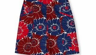 Boden Pretty Pleat Skirt, Red Graphic Floral,Navy