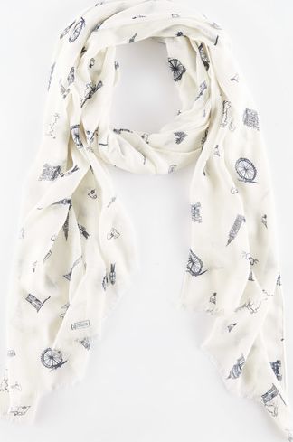 Boden Printed Scarf Ivory Transport Boden, Ivory