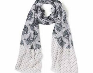 Boden Printed Scarf, Lavender Grey Etched Floral,Seed