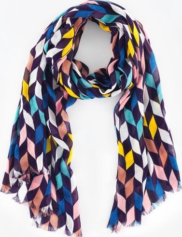 Boden Printed Scarf Multi Sixties Geo Boden, Multi