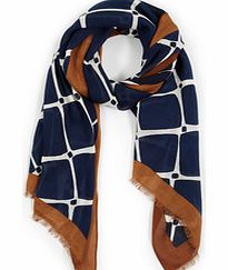 Boden Printed Scarf, Navy Geo,Pewter Spot,London
