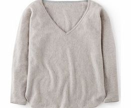 Boden Relaxed Cashmere V-neck Jumper, Grey 34264333
