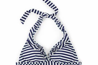 Boden Ruffle Bikini Top, Sailor Blue/Ivory