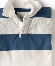 Boden Rugby Shirt, Petrol/Ecru Stripe 34065540