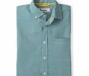 Boden Short Sleeve Laundered Shirt, Green Gingham,Blue