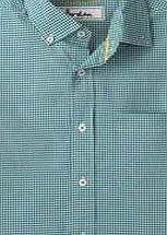 Boden Short Sleeve Laundered Shirt, Green Gingham