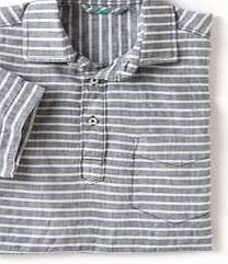 Boden Short Sleeve Linen Popover, Blue Stripe 34064550