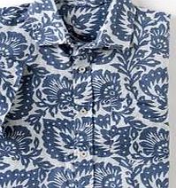 Boden Short Sleeve Linen Shirt, Grey Floral 34064774