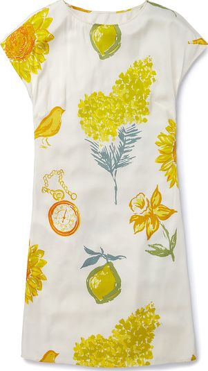 Boden Silky Tunic Dress Yellow Flowers Print Boden,