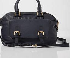 Soft Leather Bowling Bag, Blue 33887803