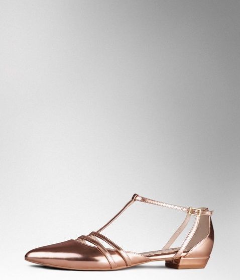 Boden, 1669[^]35058320 Strappy T-Bar Pumps Rose Gold Mirror Metallic