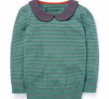 Boden Stripe Collar Jumper, Dusty Green/Rabbit 34613794