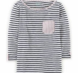 Boden Stripe Pocket Tee, Ivory/Navy 34341057