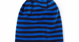 Stripy Cashmere Hat, Navy  Cyan,Warm Brown 