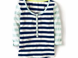 Boden Stripy Henley, Navy/Freshwater,Lime/Pewter