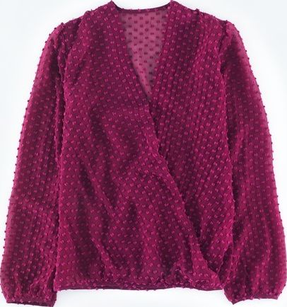 Boden, 1669[^]35182393 Textured Silk Wrap Blouse Damson Boden, Damson