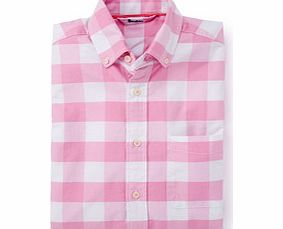 Boden Washed Oxford Shirt, Green Gingham,Pink