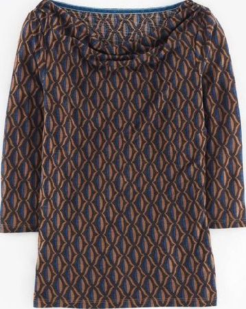 Boden, 1669[^]35164813 Wool Blend Cowl Neck Gingerbread Thirties Geo