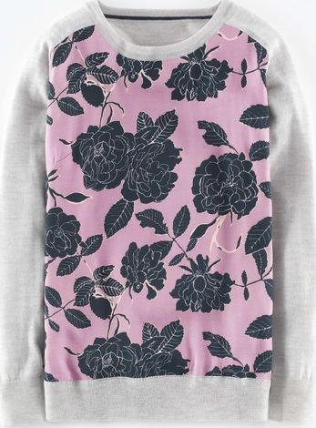 Boden, 1669[^]35064187 Woven Front Jumper Silver/Dusty Violet Floral