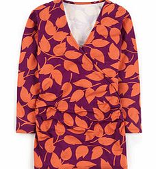 Boden Wrap Jersey Top, Blue Steel Beads,Beetroot