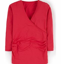 Boden Wrap Jersey Top, Red,Navy Trailing Leaf,Beetroot