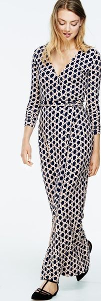 Boden, 1669[^]35265644 Wrap Maxi Dress Navy/Pearl Circles Boden,