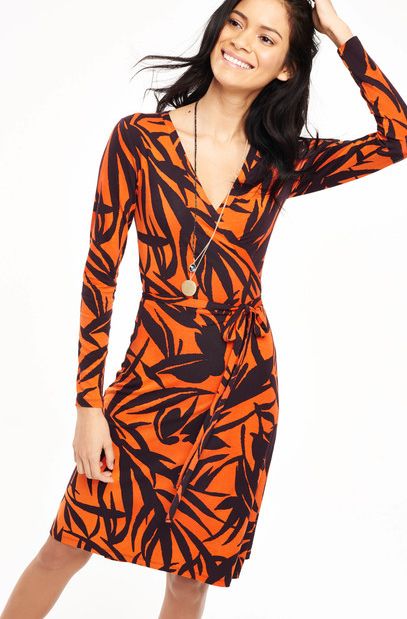 Boden, 1669[^]35081876 Wrap Party Dress Pumpkin Willow Boden, Pumpkin