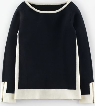 Boden, 1669[^]35065341 Zip Sleeve Jumper Black/Ivory Boden, Black/Ivory