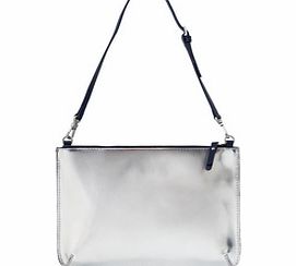 Boden Zip Top Clutch, Silver Mirror Metallic,Red