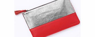 Zip Top Pouch, Pewter Metallic  Red