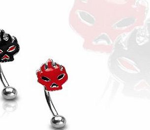 Body Jewellery Shack (SET OF 2) Eyebrow bar Pack bananabell flaming skulls RED and BLACK 3mm ball (10mm bar x 1.2mm)
