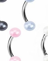 Body Jewellery Shack (SET OF 4) Eyebrow bar bananabell Pearlish effect acrylic balls 3mm balls (8mm bar x 1.2mm)