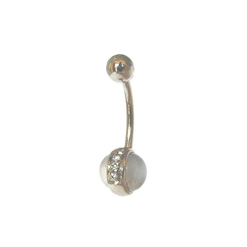 Body Matters Gold Moonstone and Diamond Wrap Navel Bar White Gold