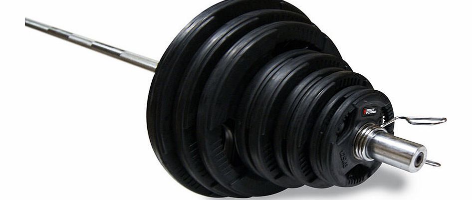 Body Power 145Kg Rubber Encased Tri-Grip Olympic Set