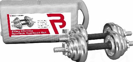 Body Power 20kg Chrome Spinlock Dumbbell Set (With Case)