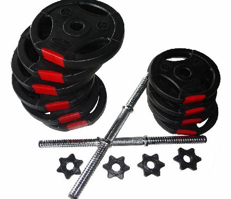 Body Power 21Kg Tri Grip VINYL Dumbbell Set