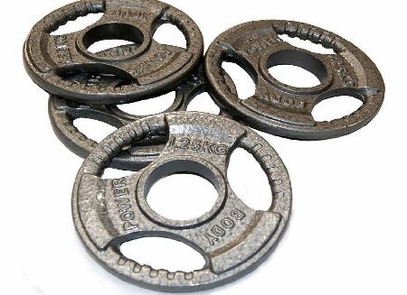 Body Power TRI-GRIP Cast Iron Olympic Discs - 1.25Kg (x4)