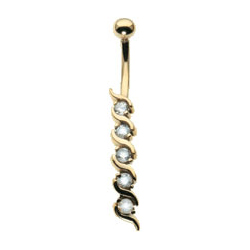 Body Shock SALE. 9ct Yellow Gold Just Gems Navel Bar WAS andpound;56